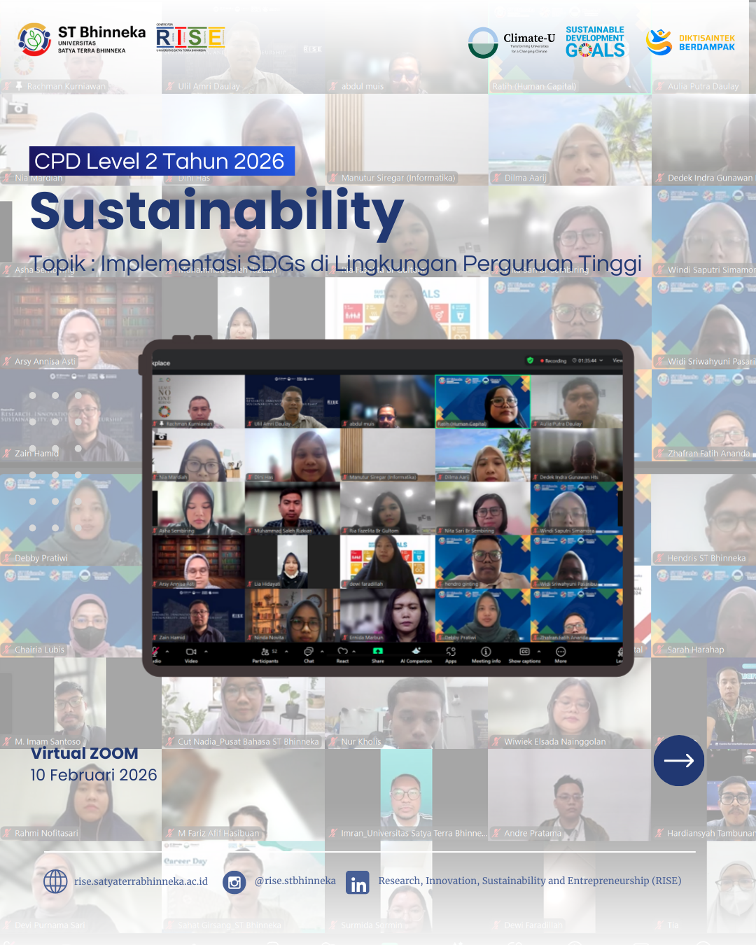 ST Bhinneka menggelar CPD Sustainability Level 2 Tahun 2026 dengan tema Implementasi SDGs di Lingkungan Perguruan Tinggi